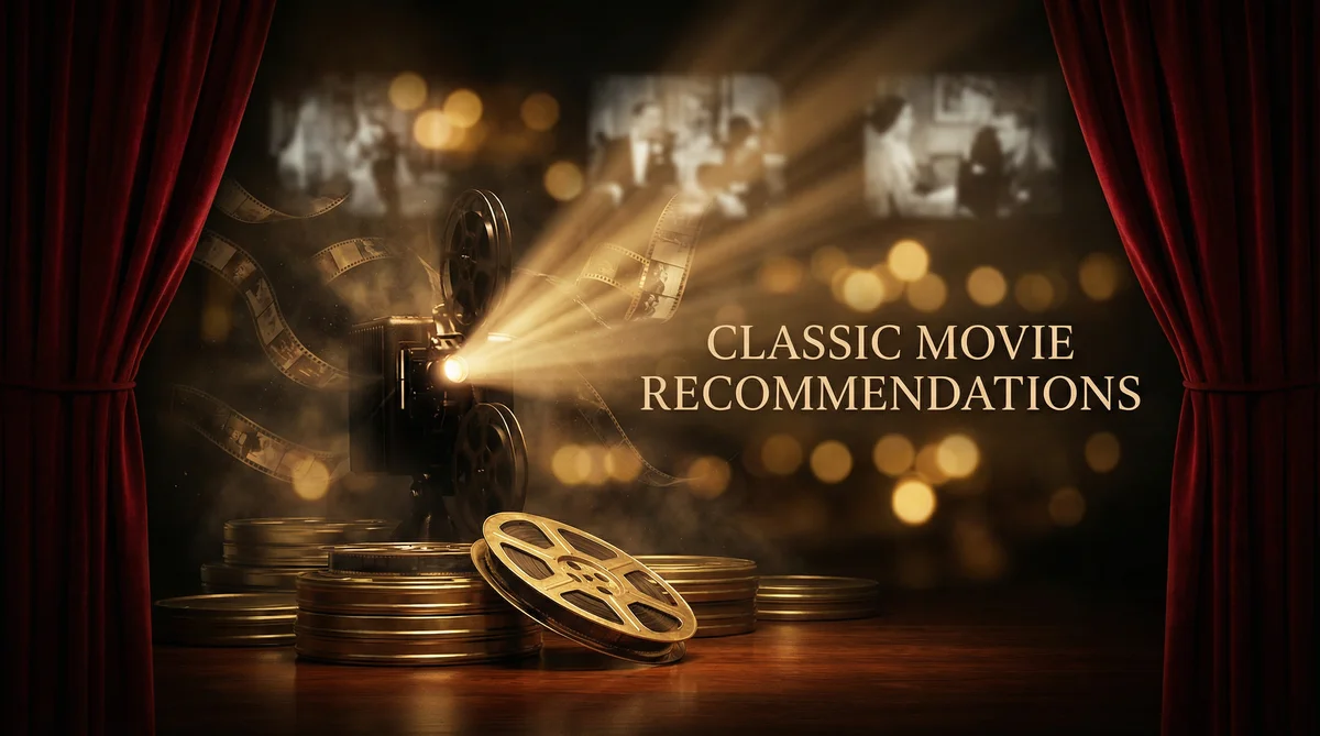 经典电影推荐网站横幅背景图展示复古电影放映机和胶片